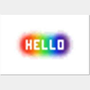 Blurry Stencilled Hello on Rainbow Spraypaint Posters and Art